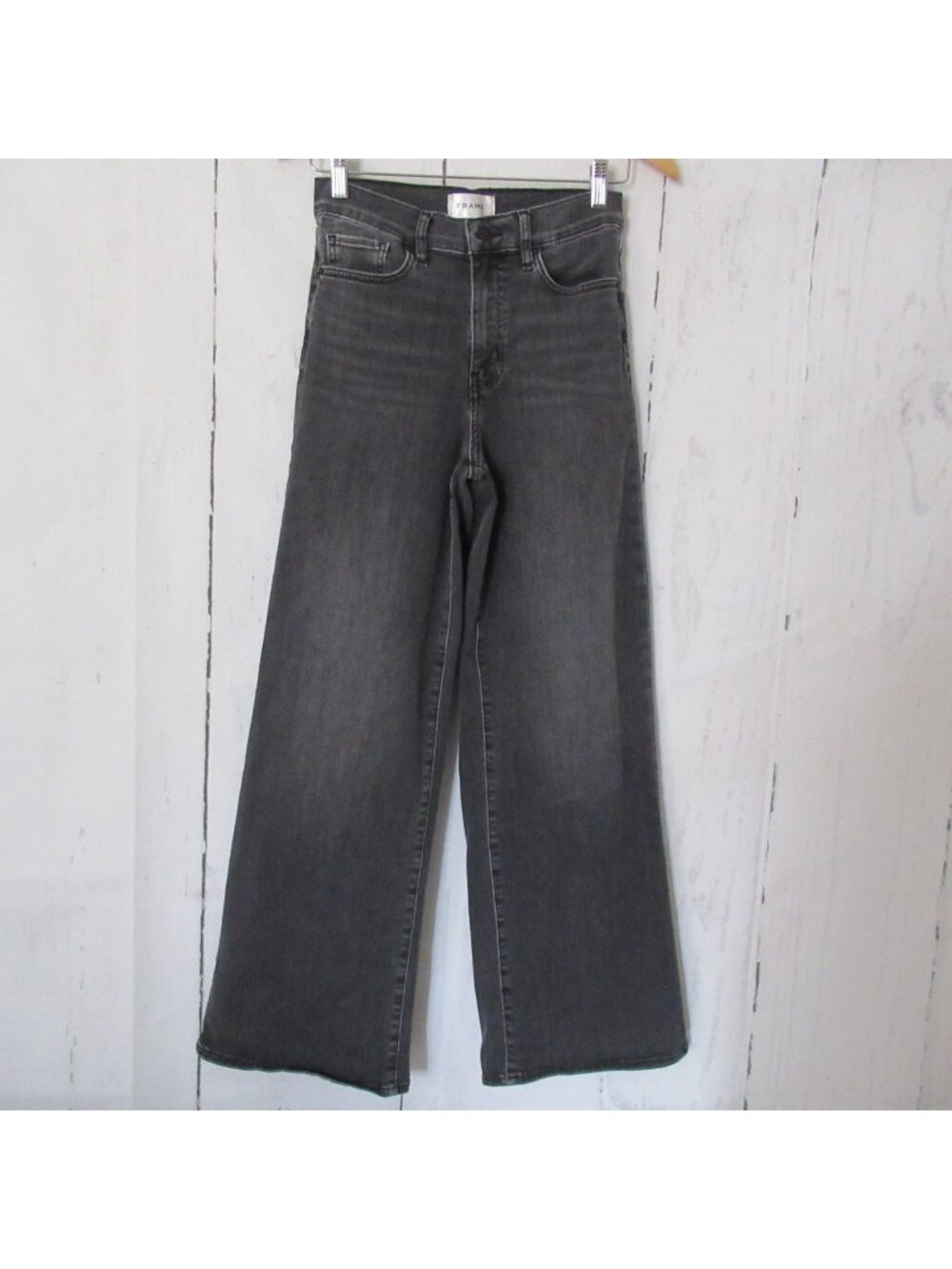 Frame Jeans 26 Black Le Slim Palazzo Fame High Rise Wide Leg